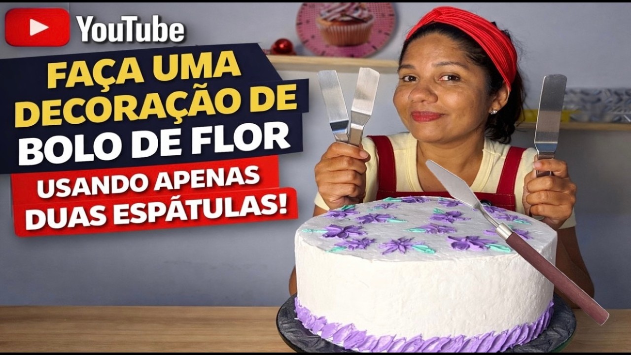 DECORAÇÃO DE BOLO COM ESPÁTULA . Faça Flores Incríveis Usando Só 2 Espátulas