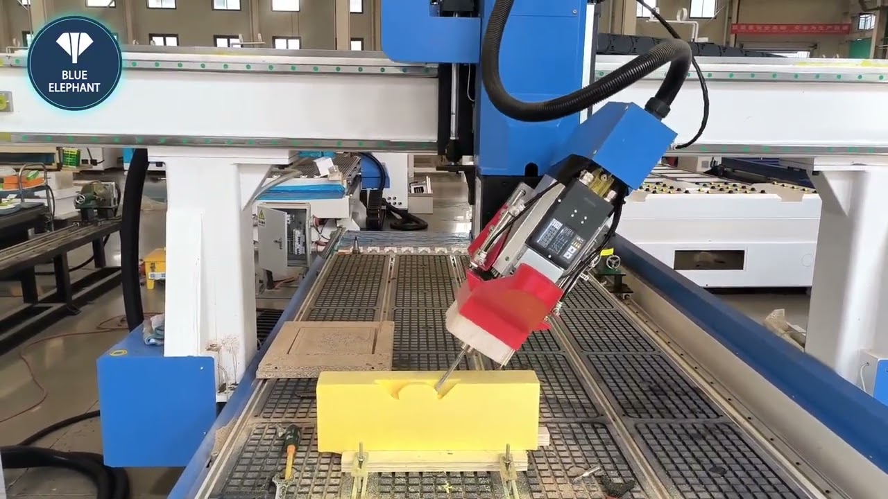 Blue Elephant 1325 linear ATC 4 axis cnc router machine with laser head test video for Norway