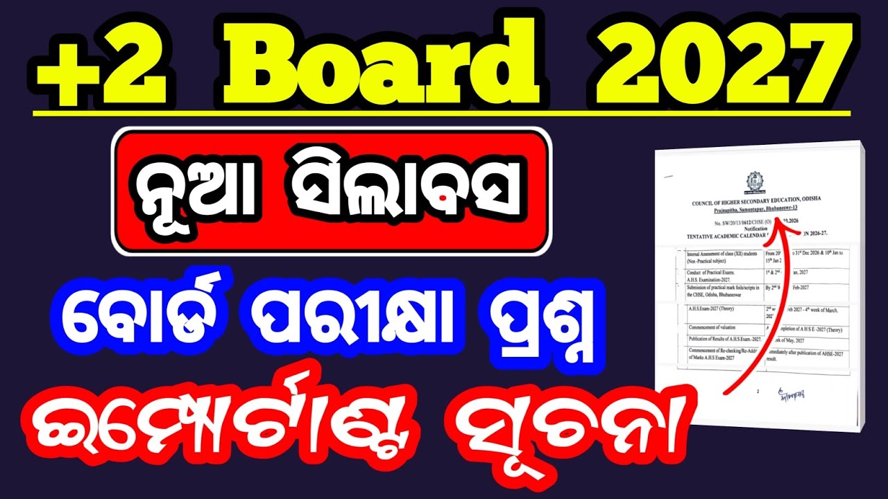 class 12 syllabus 2027 important information | chse questions pattern 2027 important information 
