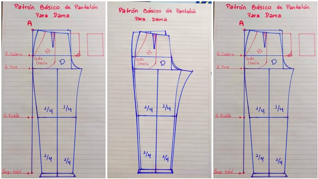 Patrón molde de pantalón para dama ( pantalones perfectos con este método ) #tutorial #costura