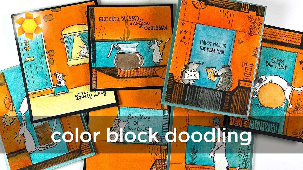 Color Block Doodling Cards (inspired by Isabelle Arsenault)