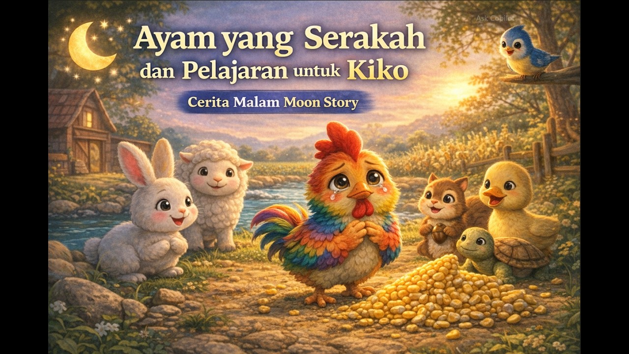 🌙 Kiko si Ayam yang Serakah Belajar Berbagi | Moon Story | Cerita Malam Pengantar Tidur