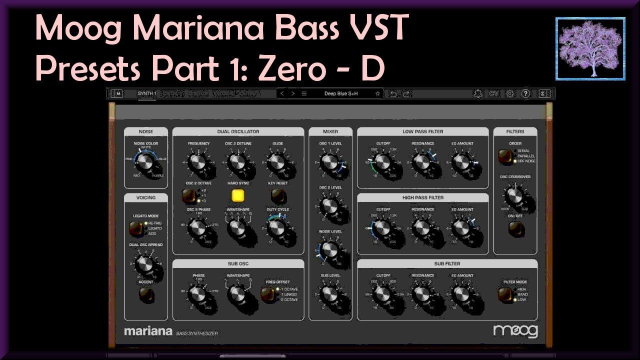 Moog Mariana Bass VST: Presets Part 1: Zero Through D. (The first 70 presets!)