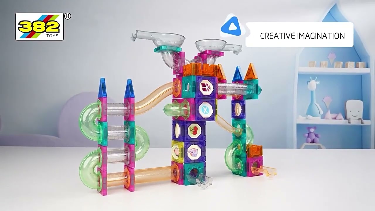 Kids’ Magnetic Marble Run STEM Building Blocks Set  Educational Magnetic Toy