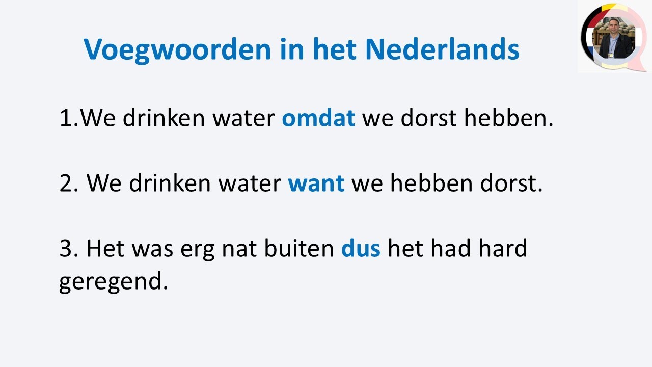 Voegwoorden in het  NEDERLANDS! DUTCH - Omdat, want, dus, nadat, toen, maar