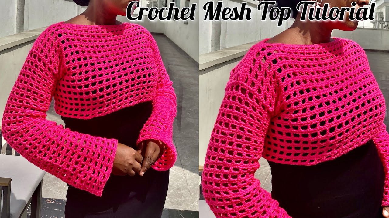 Easy Crochet Long Sleeve Mesh Top Tutorial || Beginners friendly!