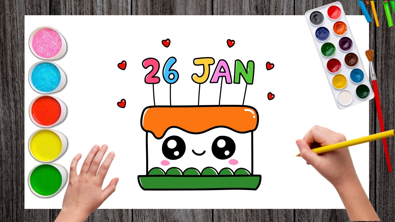 How to Draw Republic Day Cute Cake | 26 January Cake Easy | Republic Day Drawing 