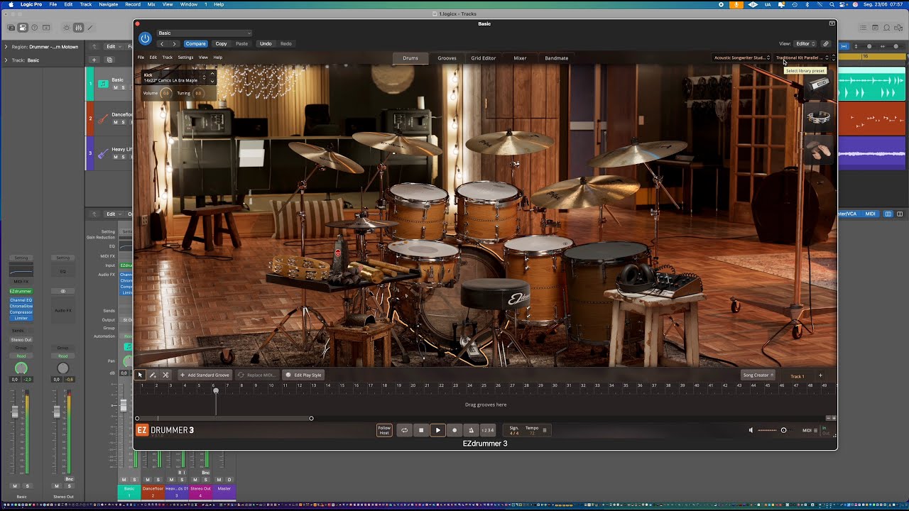 Toontrack Acoustic Songwriter EZX  & Logic Pro !! Muito Bom !!