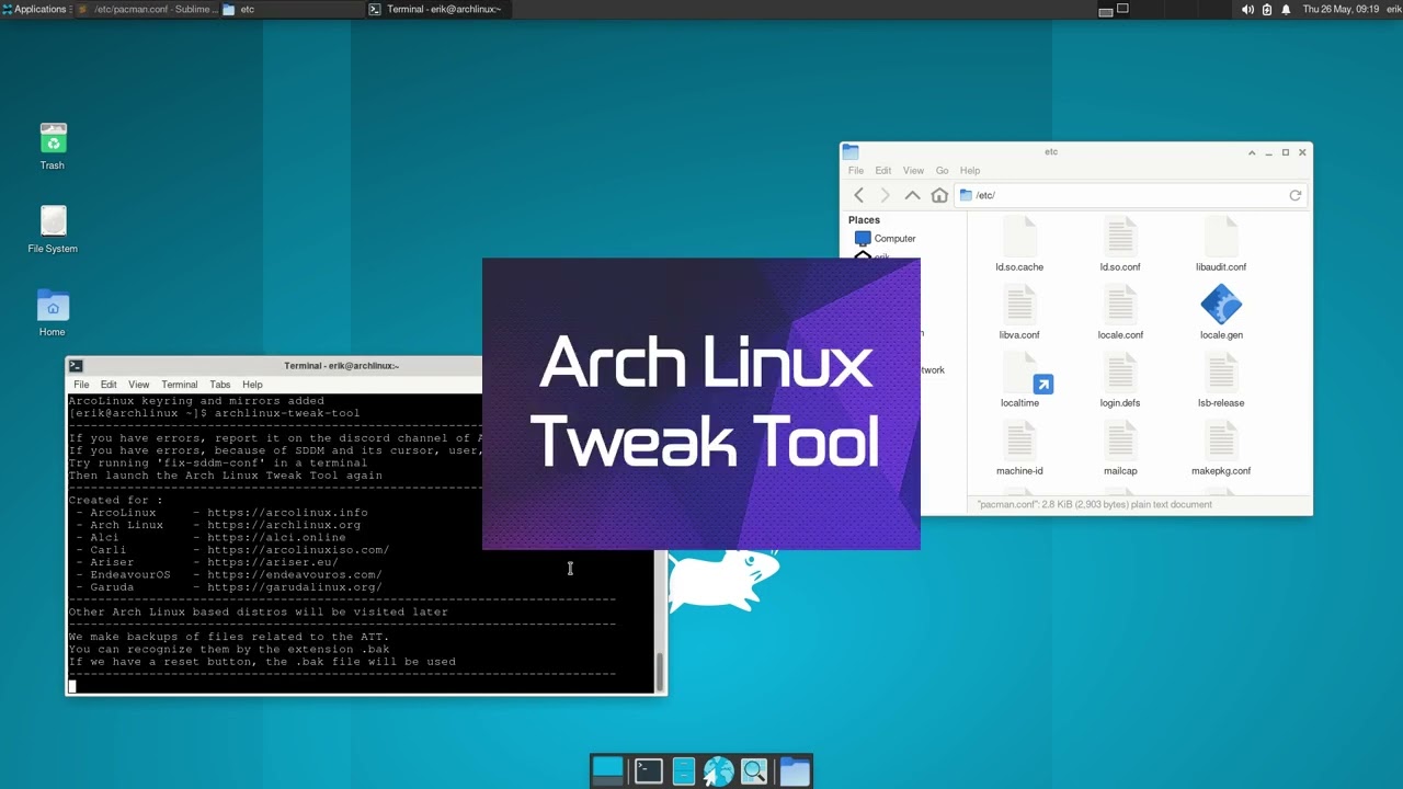 ArcoLinux : 2851 ATT - ArchLinux-Tweak-Tool is on the AUR - new code to get keys and mirrors