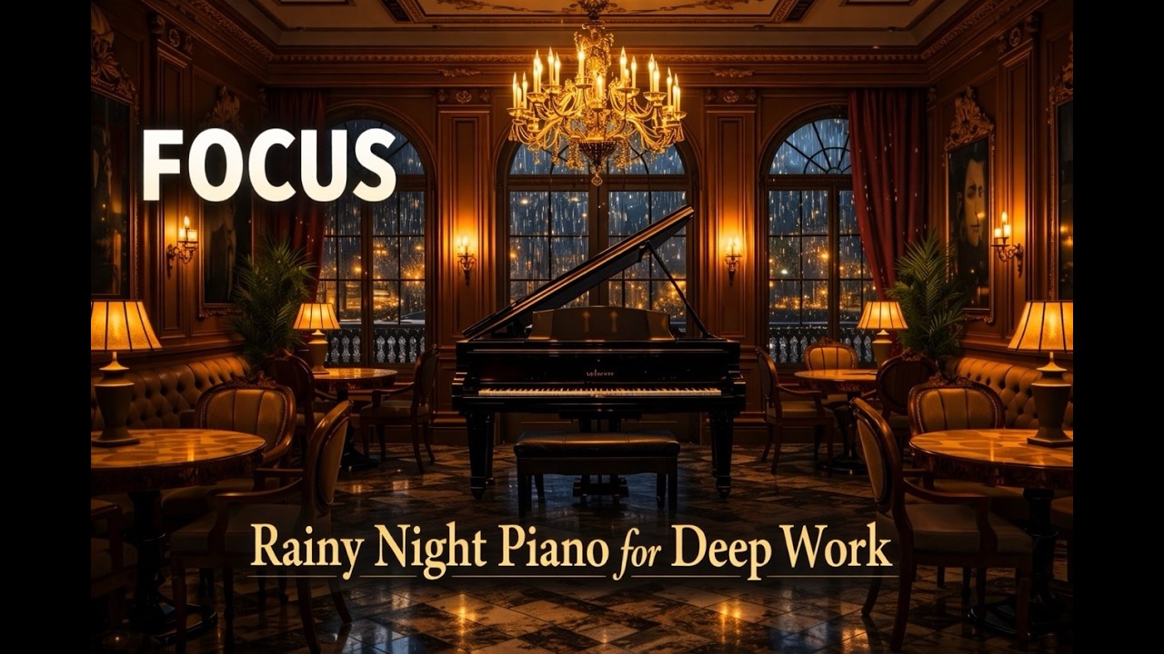 Rainy Night Piano for Deep Work 🌧️ | 1 Hour Cozy Focus Music