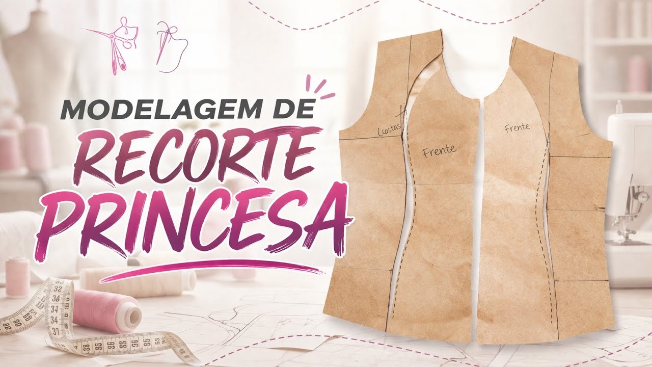 DIY Como fazer Modelagem de Recorte Princesa_Costura fácil passo a passo p iniciante Gisleide Novelo