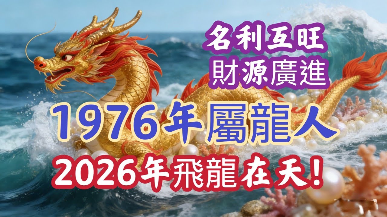 🔥1976年屬龍人，2026年名利互旺，財源廣進！ #2026運勢 #生肖龍 #屬龍運勢 #1976屬龍 #十二生肖 #開運