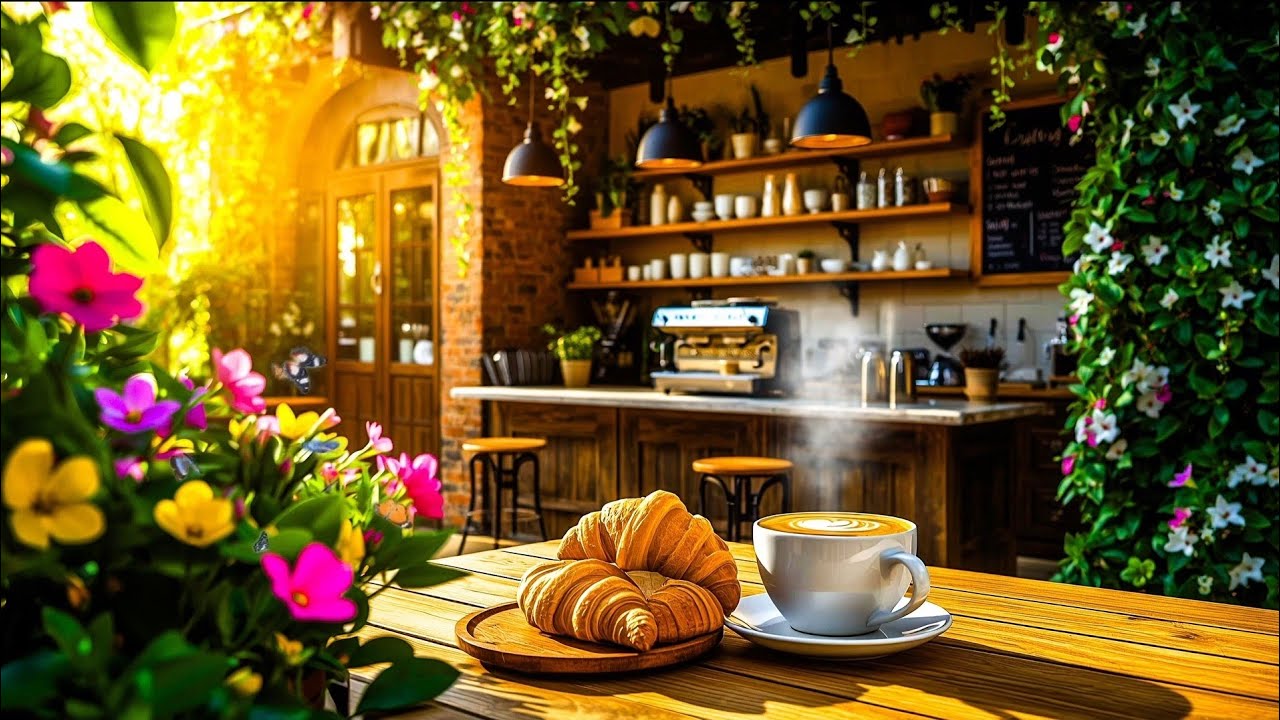 Smooth Spring Jazz ☕🌿 Relaxing Outdoor Coffee Shop Ambience for Work & Focus