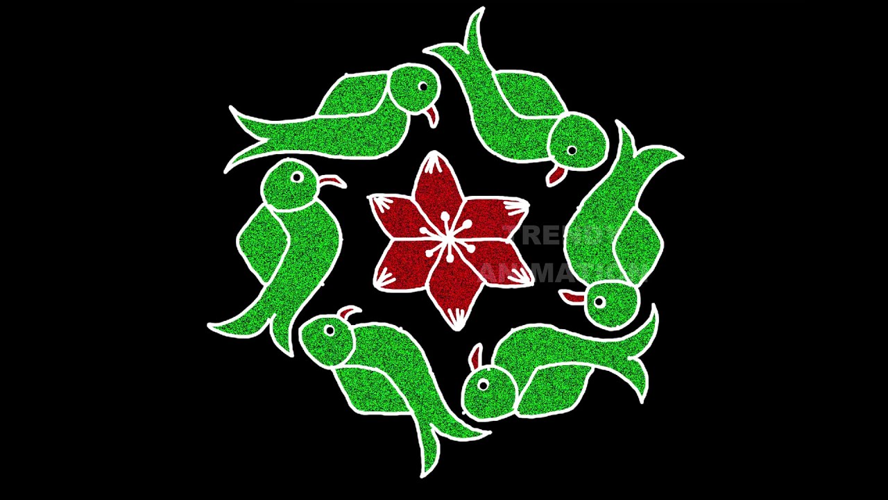 Awesome parrot rangoli design with 9*5dots | Bird kolam | Muggulu | Rangoli design | Muggu |