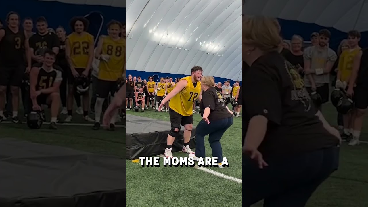 Football moms tackle their sons! 🤣🏈   -  🎥 uwofootball