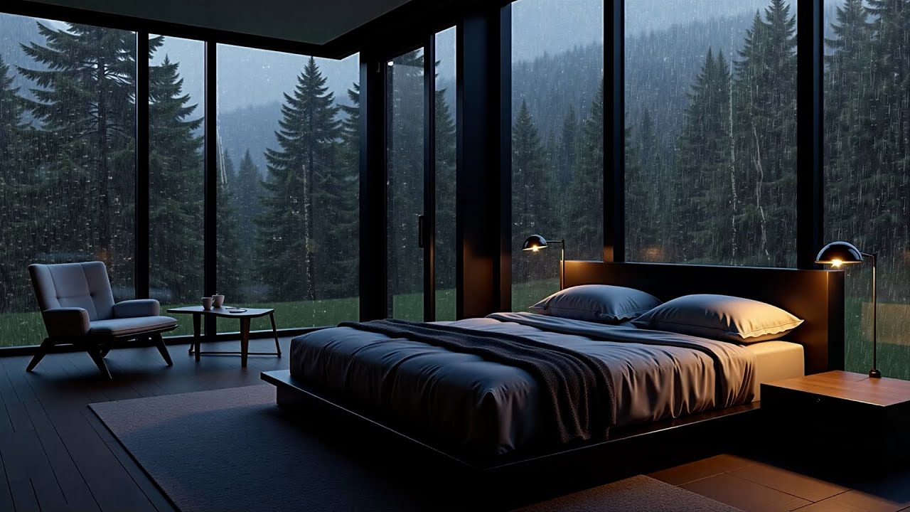FALL INTO SLEEP INSTANTLY - Cozy Bedroom with RAIN Music - Stress Relief, Anxiety, Insomnia