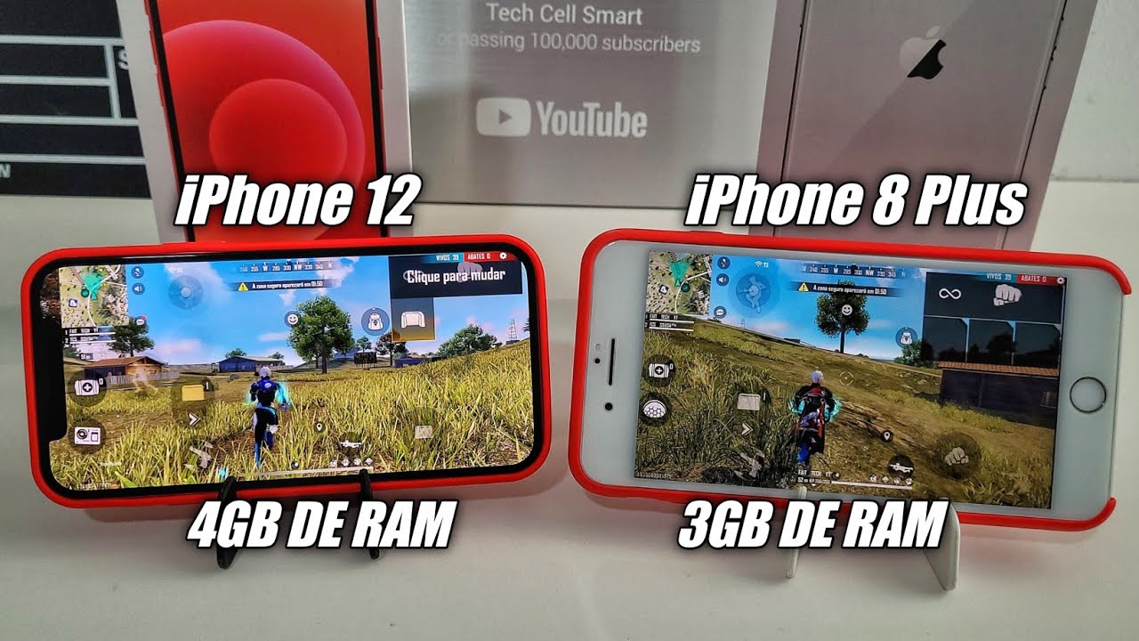 IPHONE 8 PLUS VS IPHONE 12 COMPARATIVO FREE FIRE
