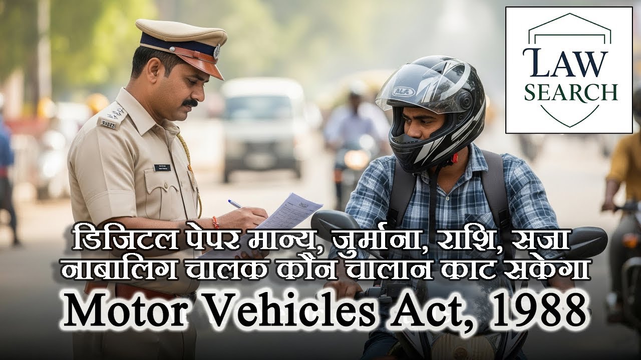 Motor Vehicle मोटर यान, डिजिटल पेपर मान्य, जुर्माना, कौन चालान काट सकेगा, राशि, सजा, नाबालिग चालक