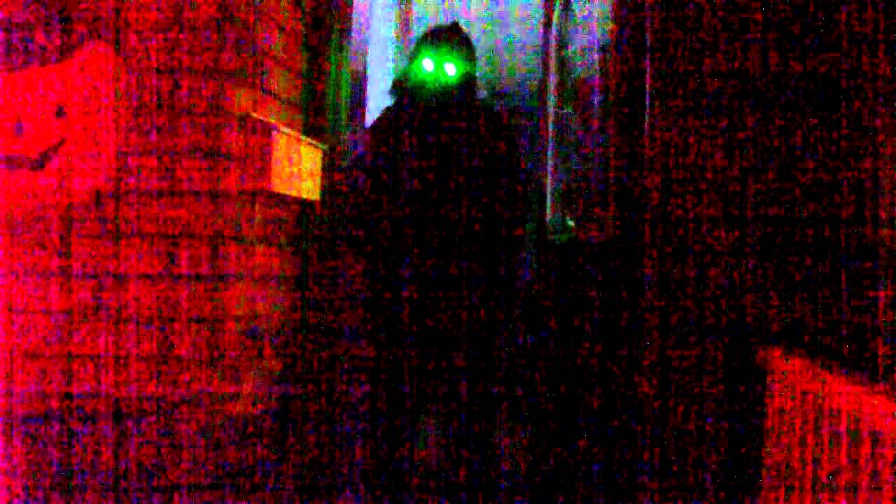 Walking up to house on Halloween with Scary Green Eyed Zombie at the Door