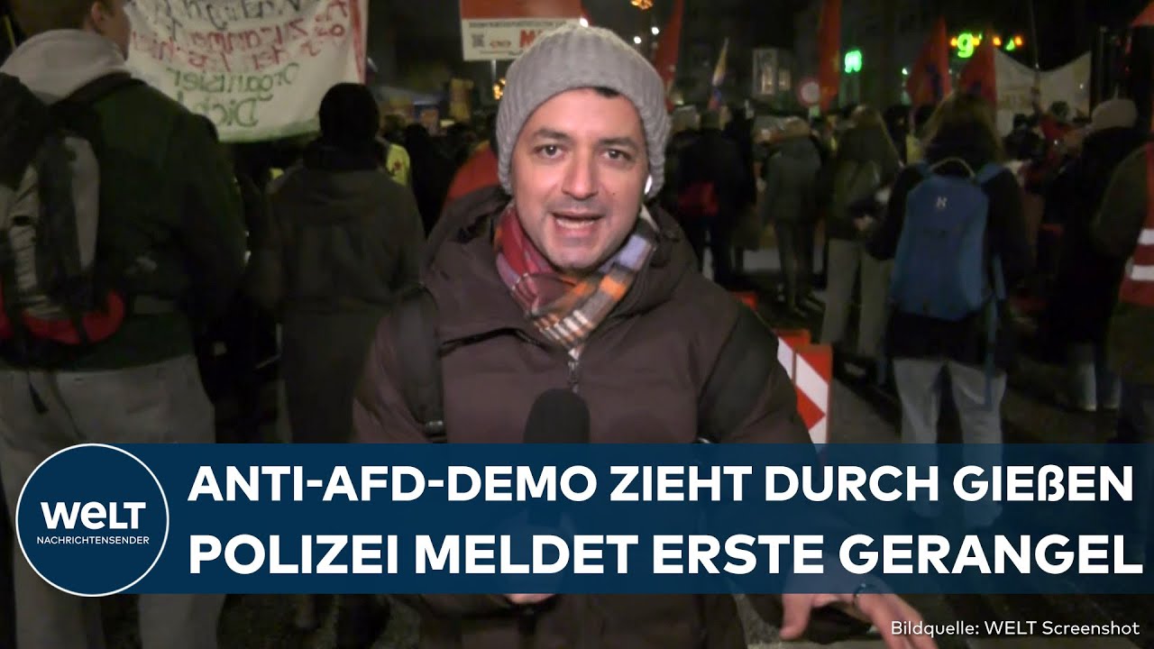 GIEßEN IM AUSNAHMEZUSTAND: Demo bislang friedlich – doch Polizei meldet erste Gerangel