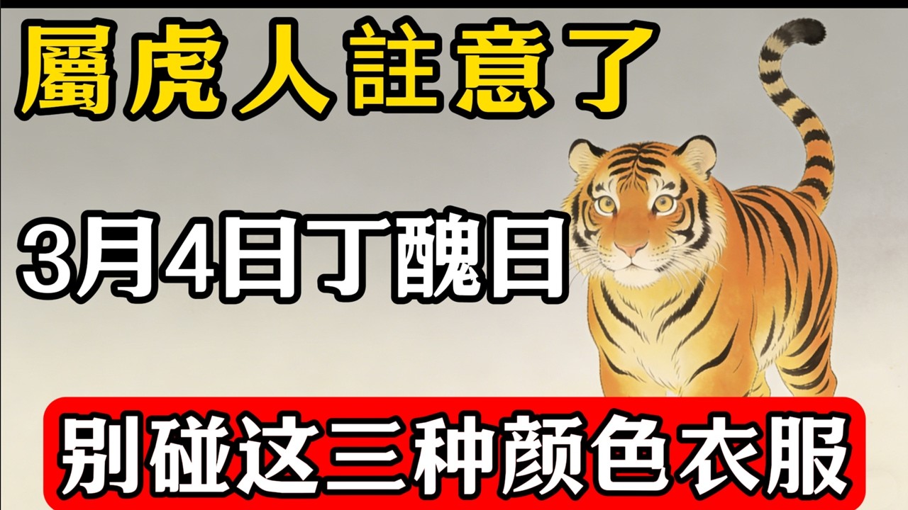 屬虎人註意了，3月4日丁醜日，閉日明堂別碰三種顏色衣服!  #福緣生肖館#屬相運勢#生肖#家運#手寫#生肖運勢的那些事#先知#風水變化#提升運勢
