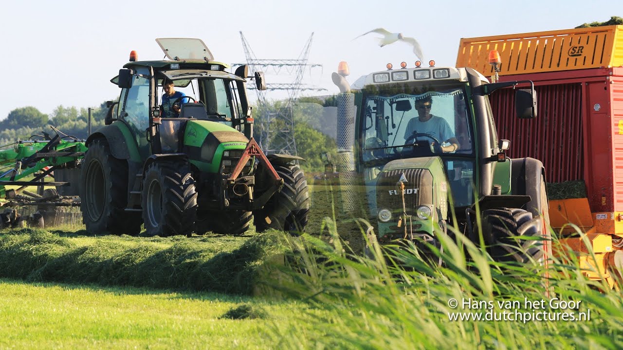 Raking and silaging | Deutz Agrotron 128, Fendt 718 with Schuitemaker