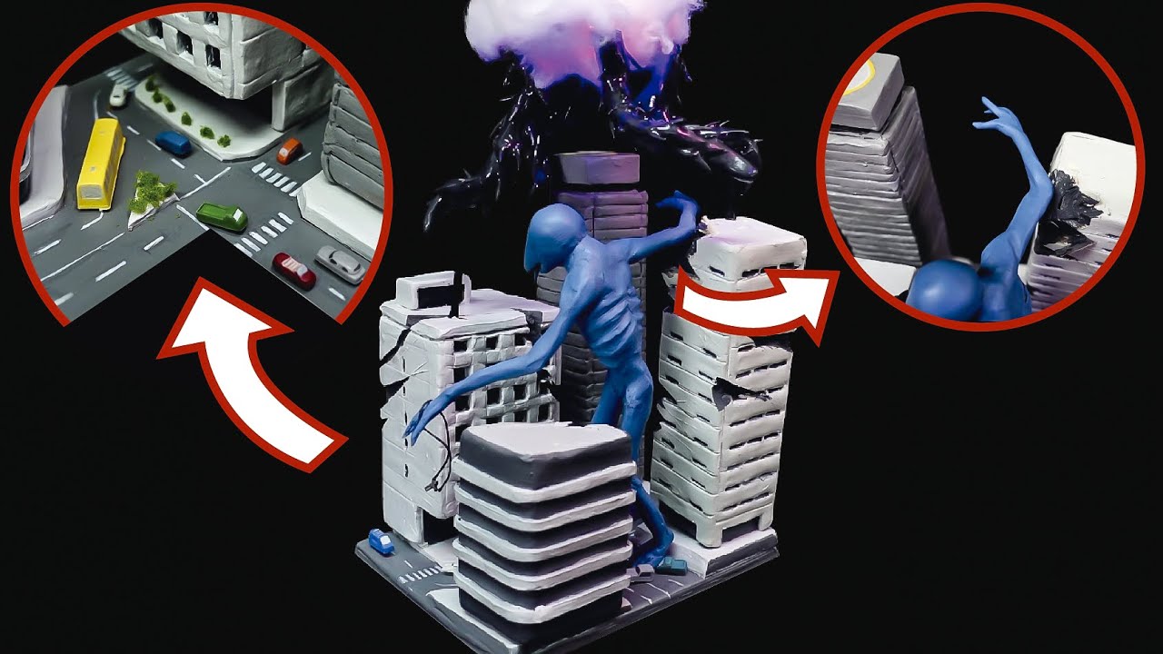 Making Sky Tentacles & Giant Puppeteer Destroying the CITY! | Trevor Henderson Creatures ➜ Clay Art