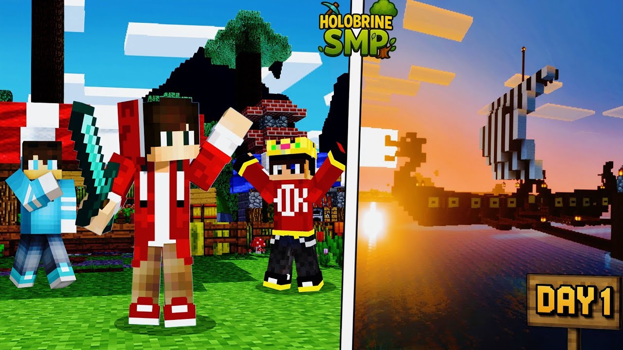 DAY 1: My First Base in Holobrine SMP!🔥 (Minecraft PE Hindi)