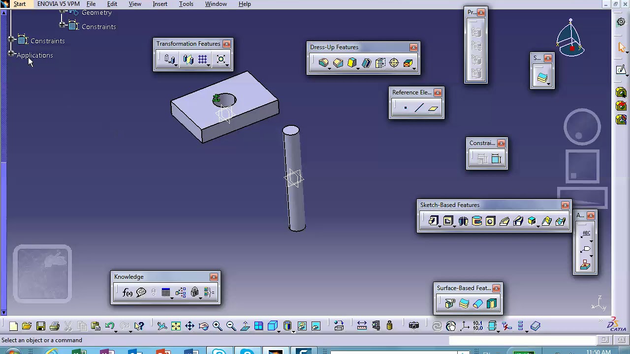Mechanism Design, Prismatic Joint Between Cylindrical Surfaces, Catia v5, Nader G. Zamani