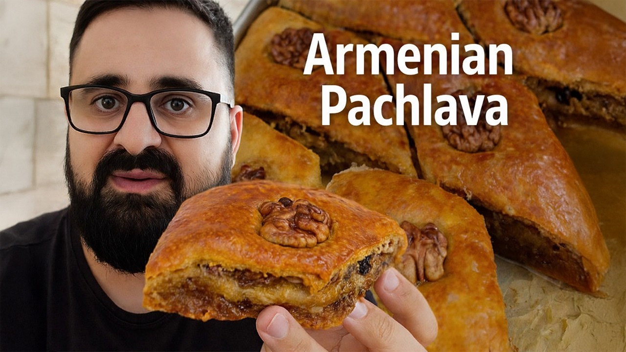 Armenian Baklava Recipe Pakhlava with Walnuts Honey Traditional Caucasian Dessert