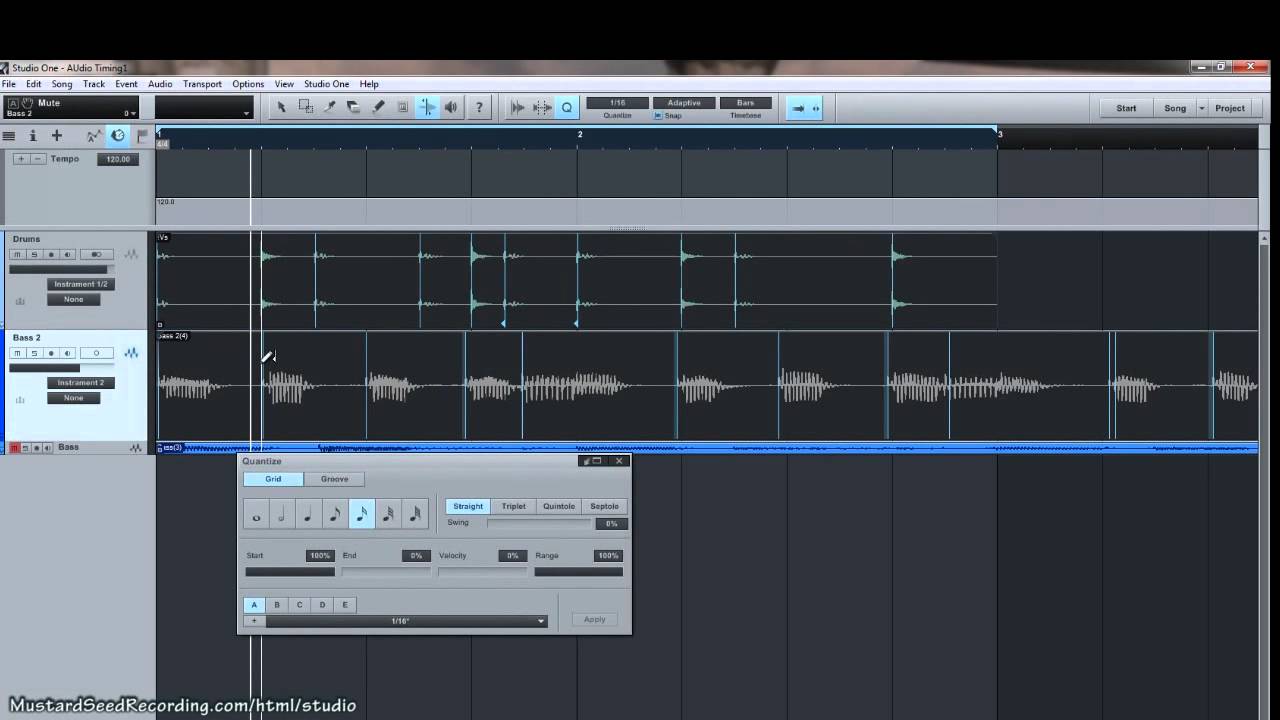 Studio One V2 Audio Timing Training (Part 1)
