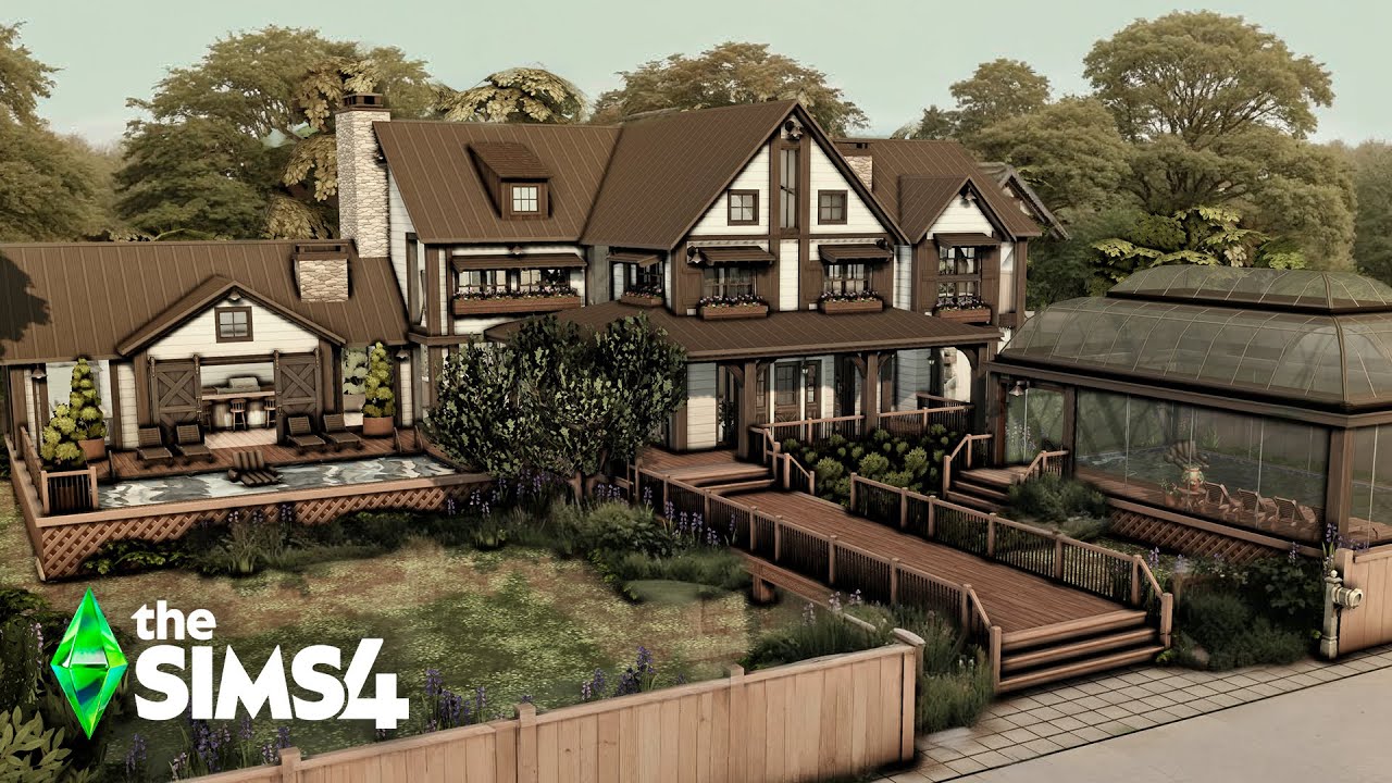 MODERN FARM MANSION - Relaxing Speed Build - ASMR| The Sims 4 - no cc.