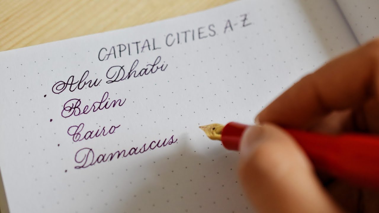 Capital cities of countries A-Z | Cursive English Alphabet | Beautiful cursive handwriting | Kaweco