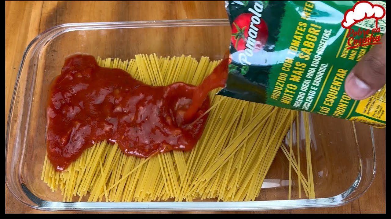 macarrão de preguiço, e sem sujar panelas