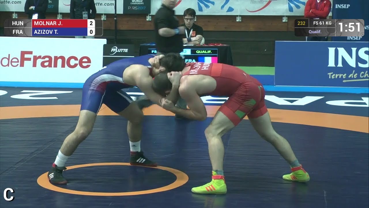 Qual. FS - 61 kg: J. MOLNAR (HUN) df. T. AZIZOV (FRA) by TF, 10-0