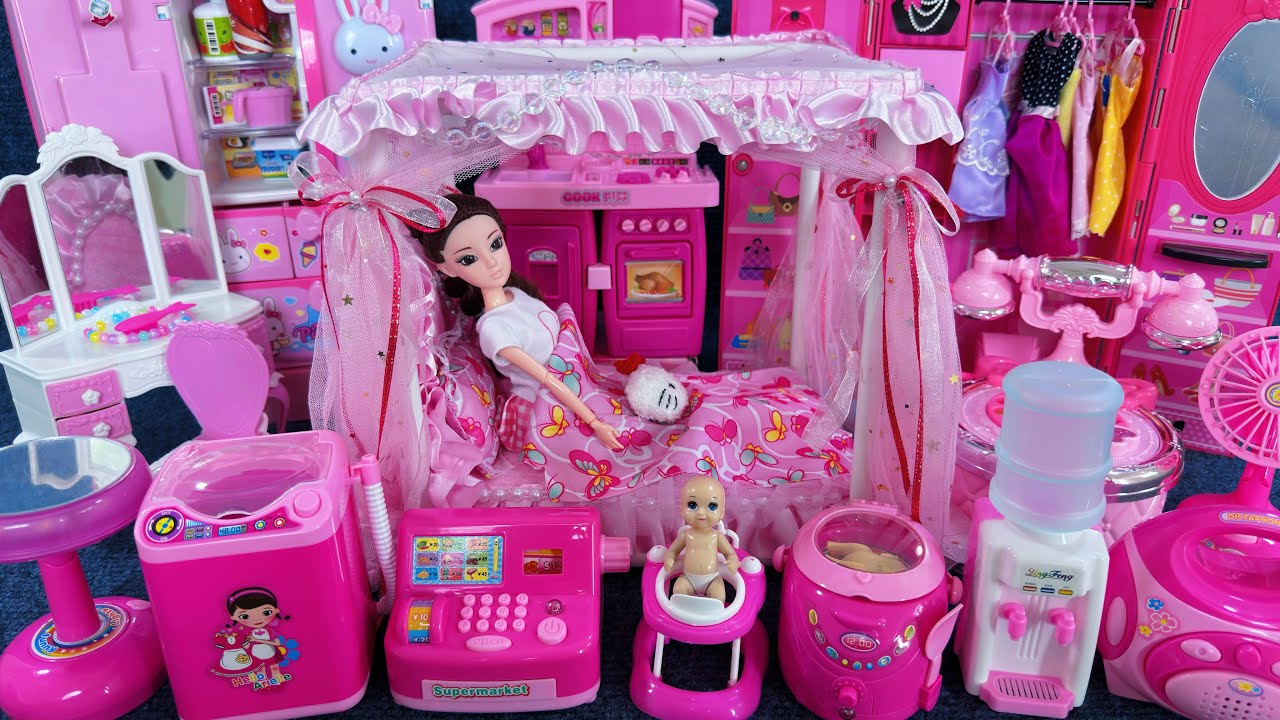 10 Minutes Satisfying with Unboxing Barbie Princess Bed ＆ Wardrobe Collection Toys Review | ASMR