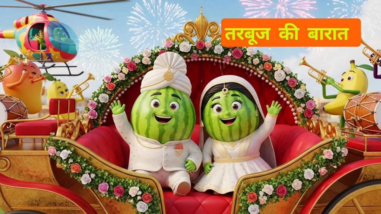 Tarbuj Ki Barat | Kids Rhymes | Hindi Cartoon Video | तरबूज की बारात