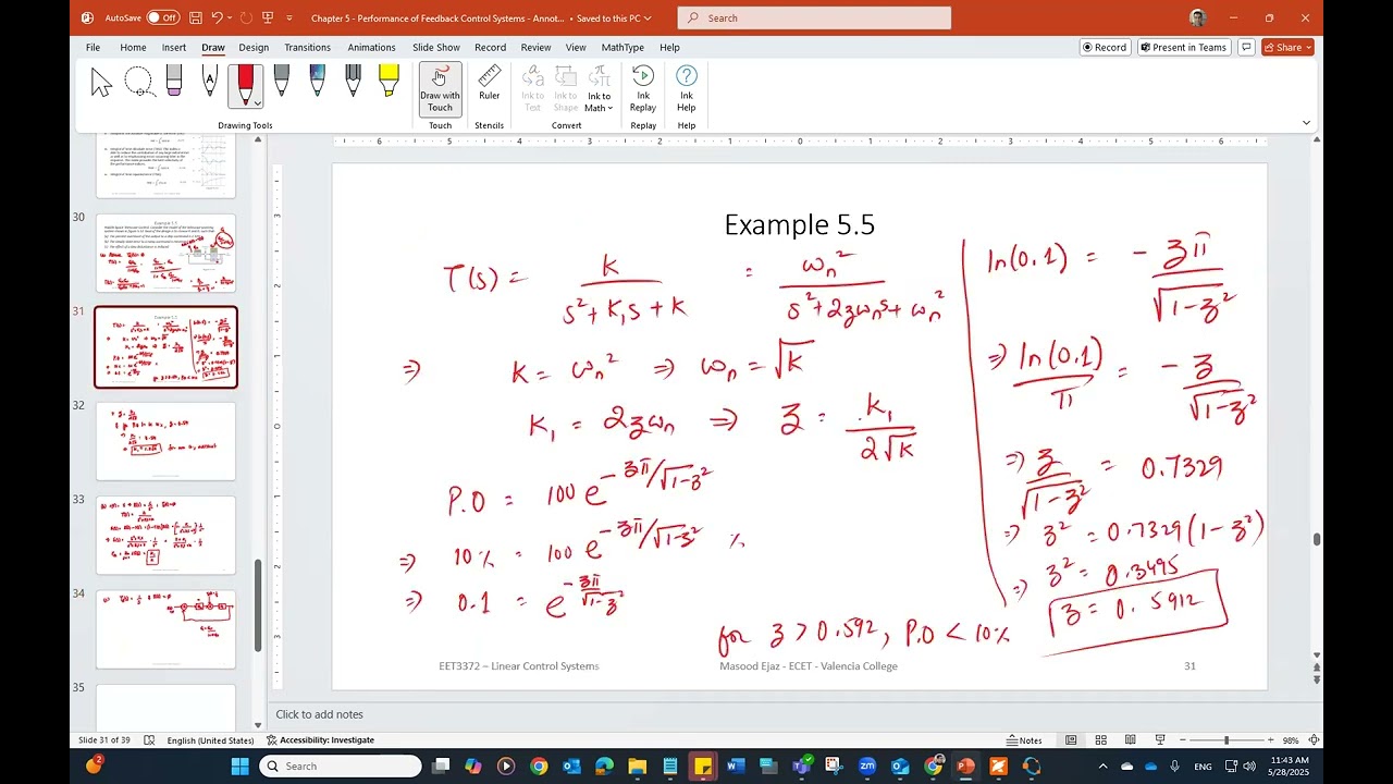 Linear Control Systems - Lecture 8 - Performance of Linear Feedback Systems - Part III