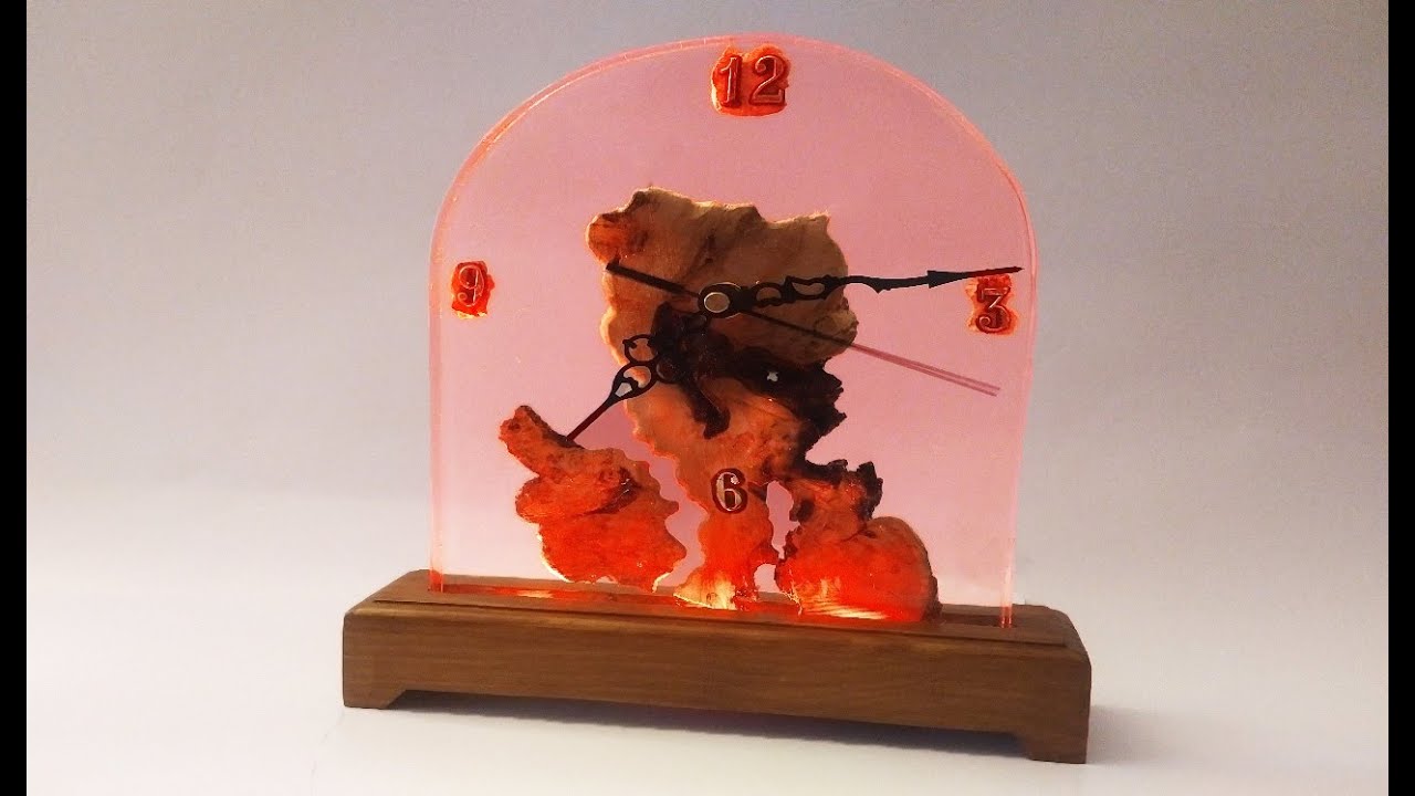 EPOXY RESIN WOOD CLOCK L.E.D LAMP-DIY