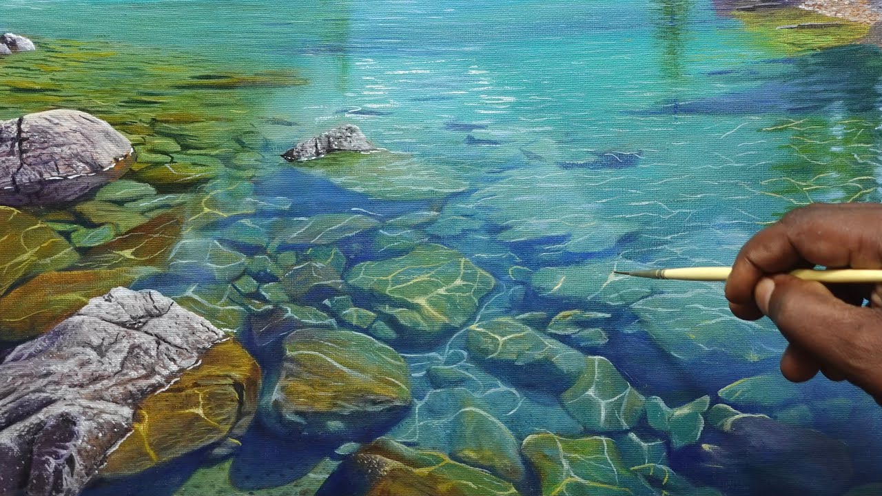 How to Paintig Under Water Deatails With Acrylic & Oil painting