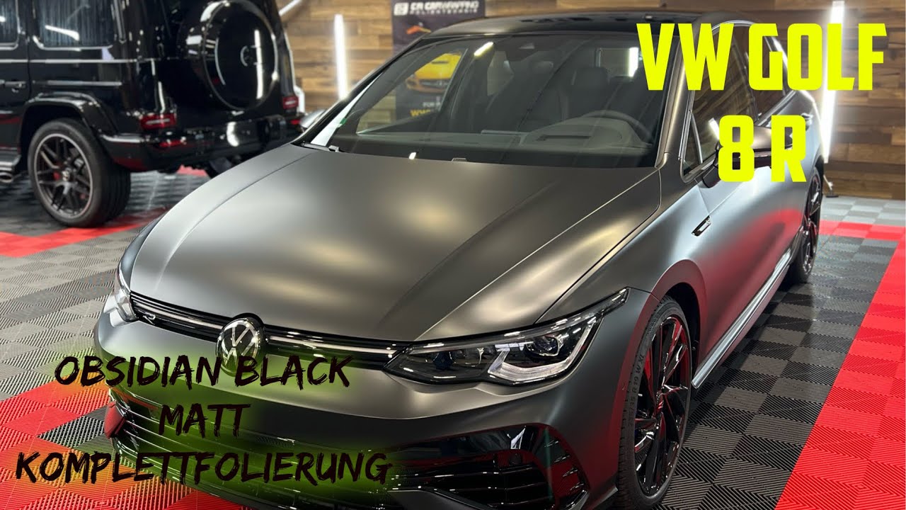So muss das aussehen! Vw Golf 8 R Komplettfolierung in Obsidian Black Matt by CR CarWrapping in Wü