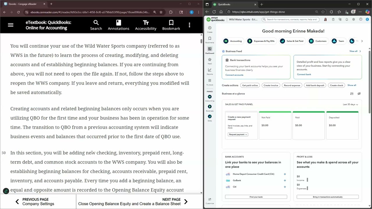 Настройка QuickBooks Online (Cengage) | Бухгалтерский учёт 2026, глава 3, руководство для новых к...