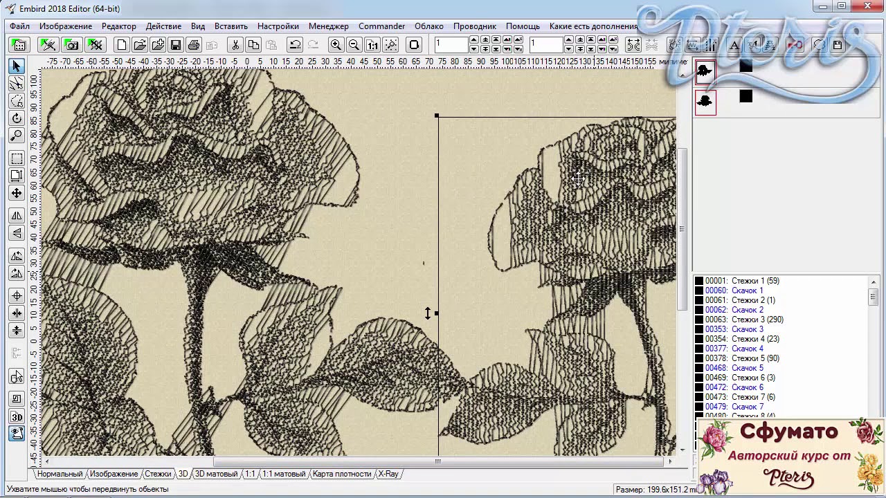 Фотостежок в редакторе Embird