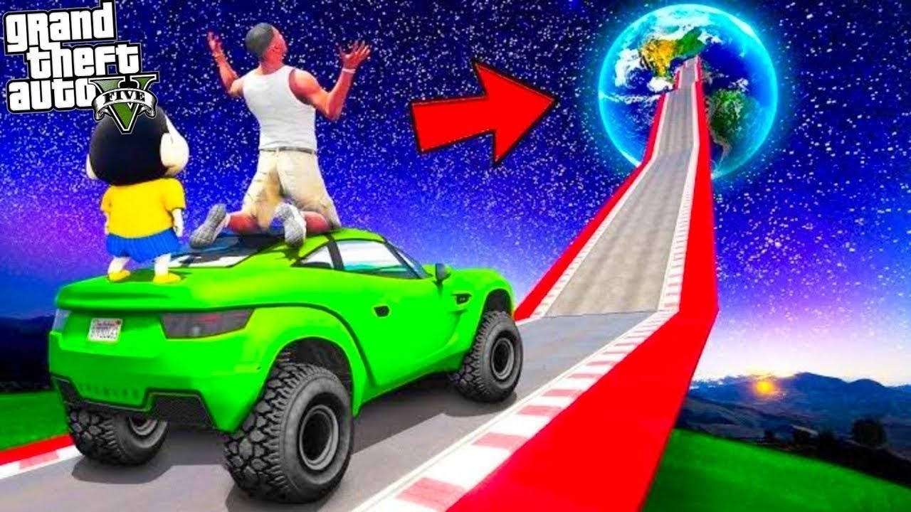 Shinchan and Franklin Tried Impossible Deep Tunnel Curvy Road Space Parkour Challenge in GTA 5