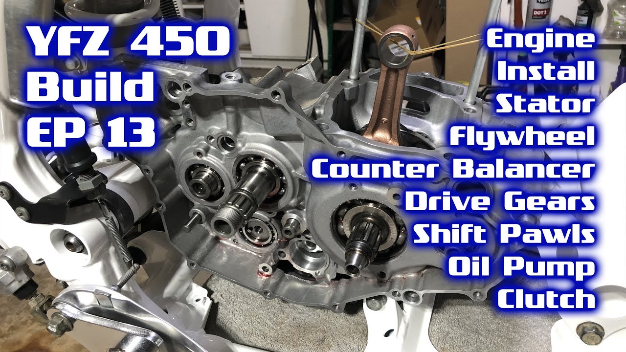 Yamaha YFZ450 Build - Part 13 - Engine (Motor) Install Bottom End, Oil Pump Squirter, Clutch, Stator