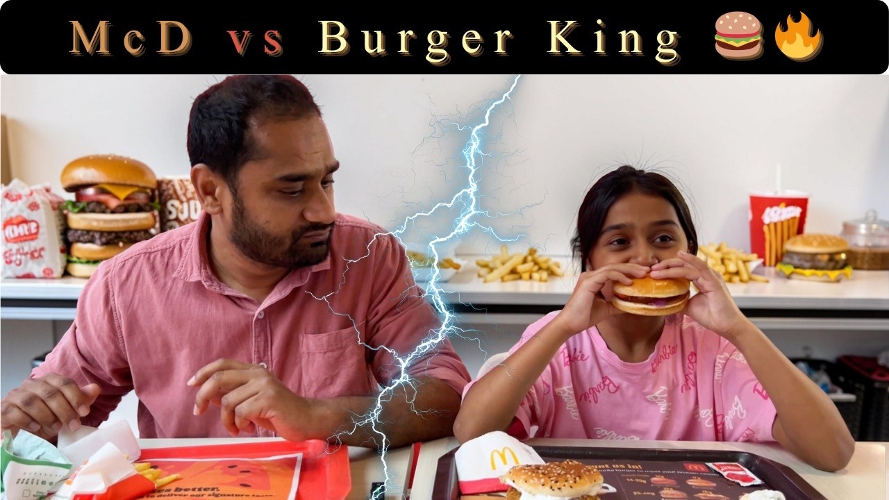 McDonald's vs Burger King 🍔 Dad vs Daughter Food Challenge | Family Food Battle Inaaya & Ahad Vlogs
