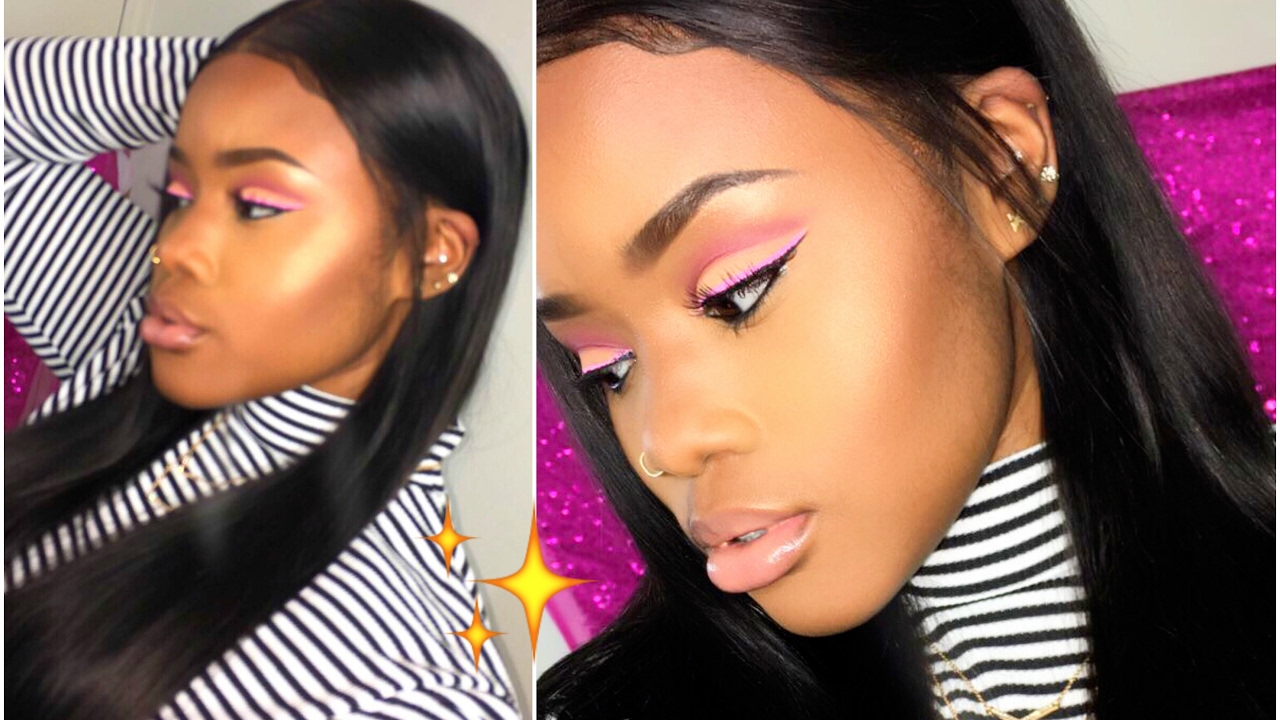 EASY Valentines Day Makeup !! (Cut Crease, Pink Liner, Nude Lip)