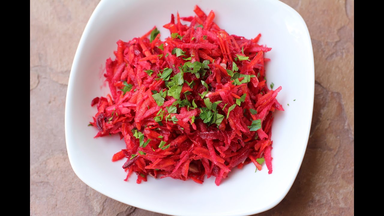 Raw Carrot Beet Salad With Apple, Lemon & Basil by Rockin Robin