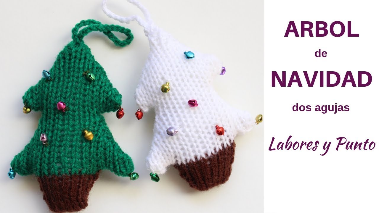 Como tejer un árbol de navidad reversible a dos agujas- Labores y Punto