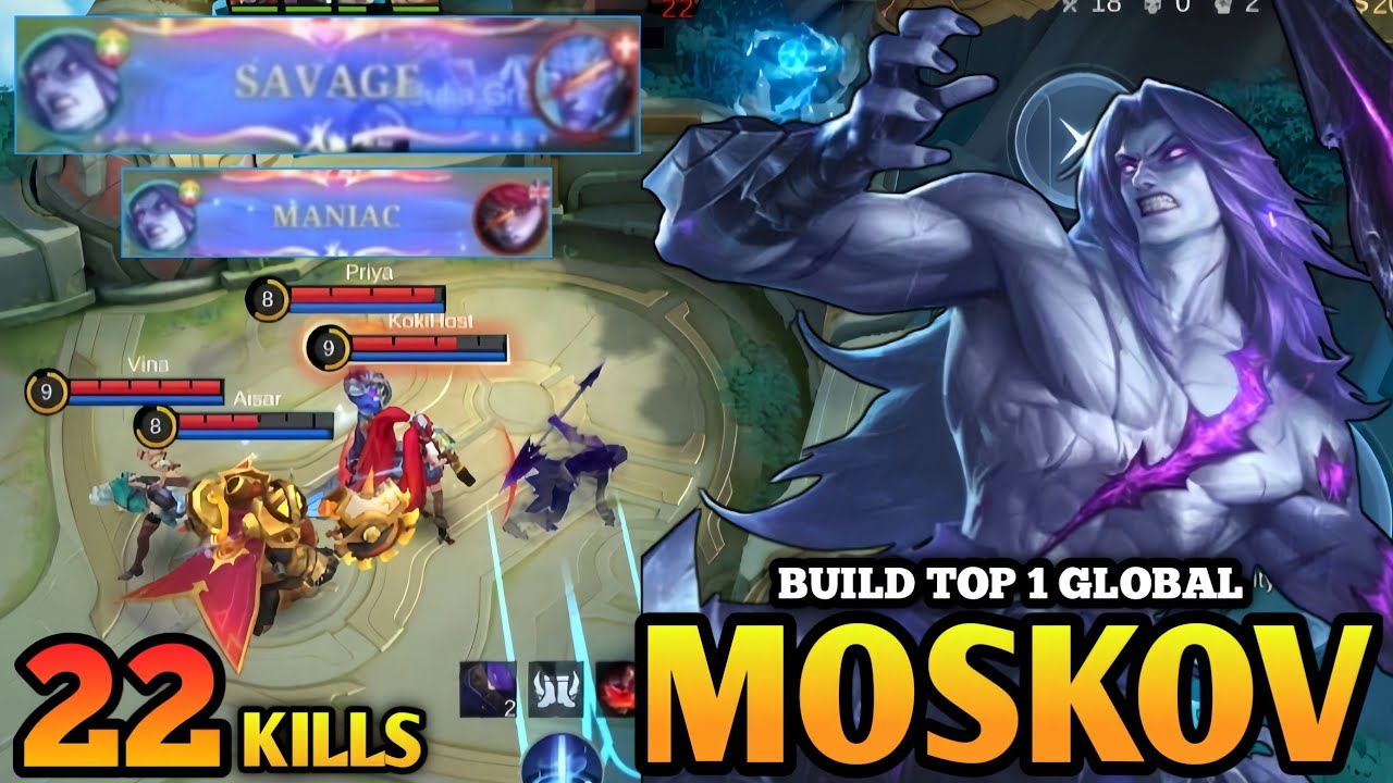 22Kills+ SAVAGE!! Moskov 6 Minutes Full Build - Build Top 1 Global ~ MLBB.